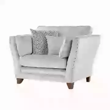Chenille Velvet Fabric Love Chair with Curved Arms And Optional Stud Detailing